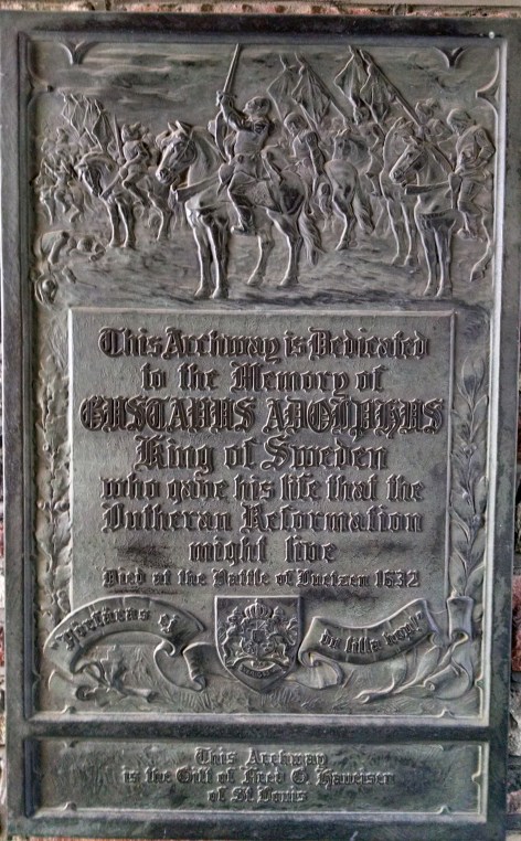 Photo 2015 Nils Niemeier The Gustavus Adolphus plaque at Concordia Seminary, St. Louis.
