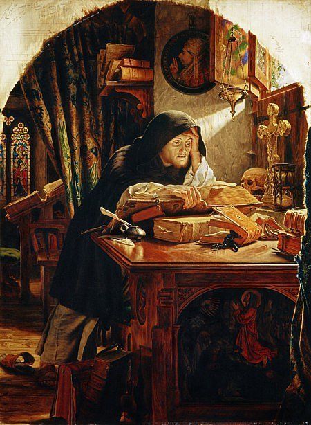   Martin Luther studying the Bible.  